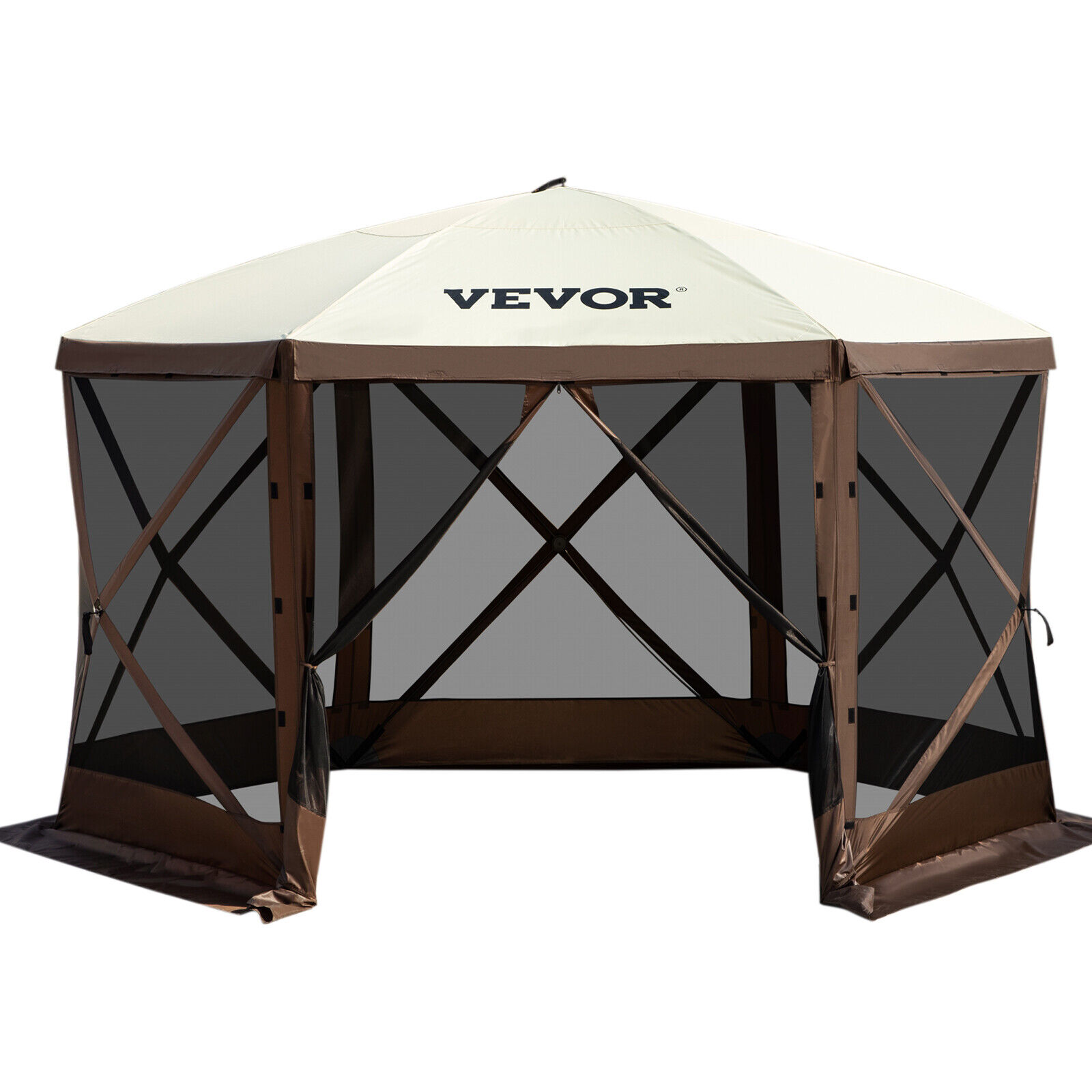 VEVORbrand Camping Gazebo Tent, 12'x12', 6 Sided Pop-up Canopy Screen Tent  for 8 Person Camping, Waterproof Screen Shelter w/Portable Storage Bag