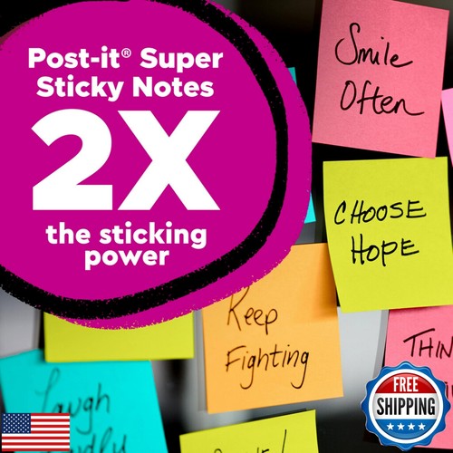 Post-it Super Sticky Notes Teacher Pack, Assorted Colors, 3 in. x 3 in., 15 P - Picture 3 of 5