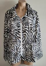 Chicos 3 XL 16-18 Zebra Animal Print Full Zipper Front Lightweight Jacket