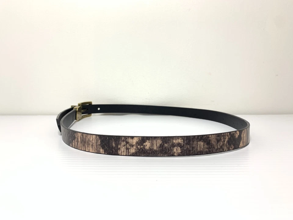 Cinturón para mujer Coldwater Creek marrón metálico negro cuero mediano estampado animal Foto 3 de 4