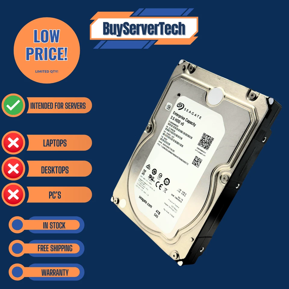 Seagate ST4000NM0025 4TB 7200RPM SAS 12Gbps 3.5" HDD | 512n | 0 Hours | 1YR - Image 4 of 4