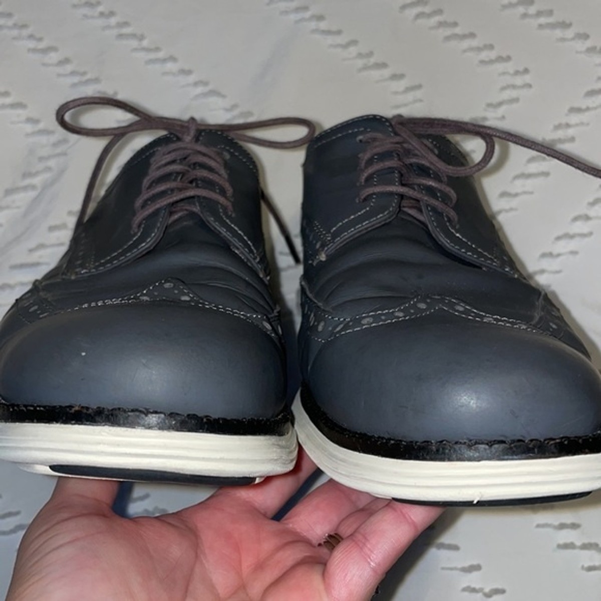EUC Cole Haan Original Grand Shortwing Men\'s Gray Leather Shoe Sz 10M C30025 Cole Haan OriginalGrand Shortwing Gray Wingtip Oxford Dress  main image 3