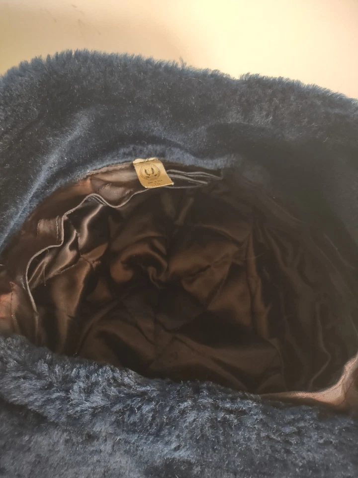 Gorra de caza vintage verde amalgamado con ribete de piel aislada oreja talla 7 1/4 Foto 4 de 4