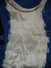 Cute Rubie's White Fringe Flapper Costume Dress - Great Gatsby - Cosplay Size M