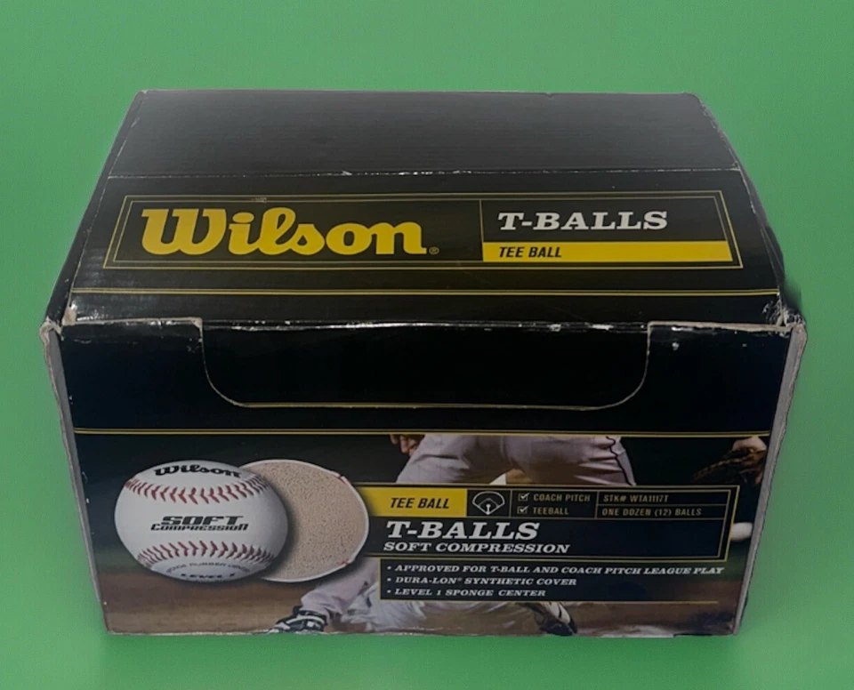 1 estuches 11 pelotas de béisbol totales Wilson A1117 jóvenes de compresión suave nuevas en caja Foto 4 de 4