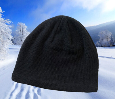 Van Heusen Mens Fleece Lined Solid Black Knit Beanies B104 $9.99 CLEARANCE SALE!