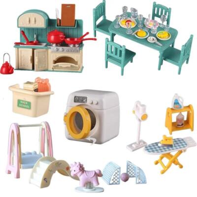 1:12 Miniatur Küchen & Bad Möbel Set - Puppenhaus Rollenspiel Spielzeug Kind