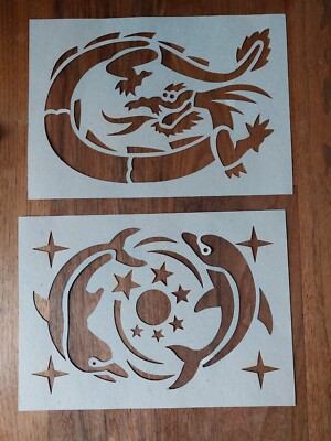 Color Workshop ~ 2 A4 Schablonen für Blowpens Blopen Drsche Delfin #2