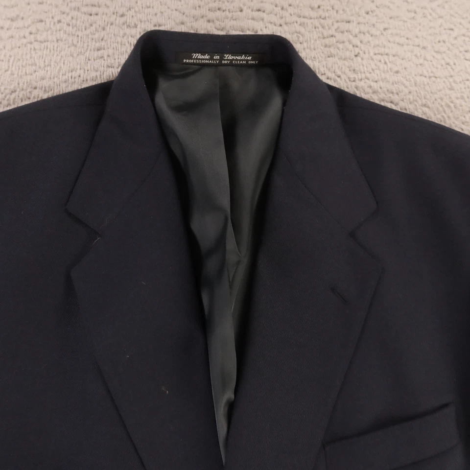 Cross & Windsor Jacket XL Blue Wool Polyester Blazer Sport Coat Brass Button 46R - Image 2 of 4