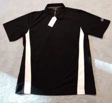 Men's NORTH END SPORT black & white SS moisture wicking UV pro polo shirt L NWT