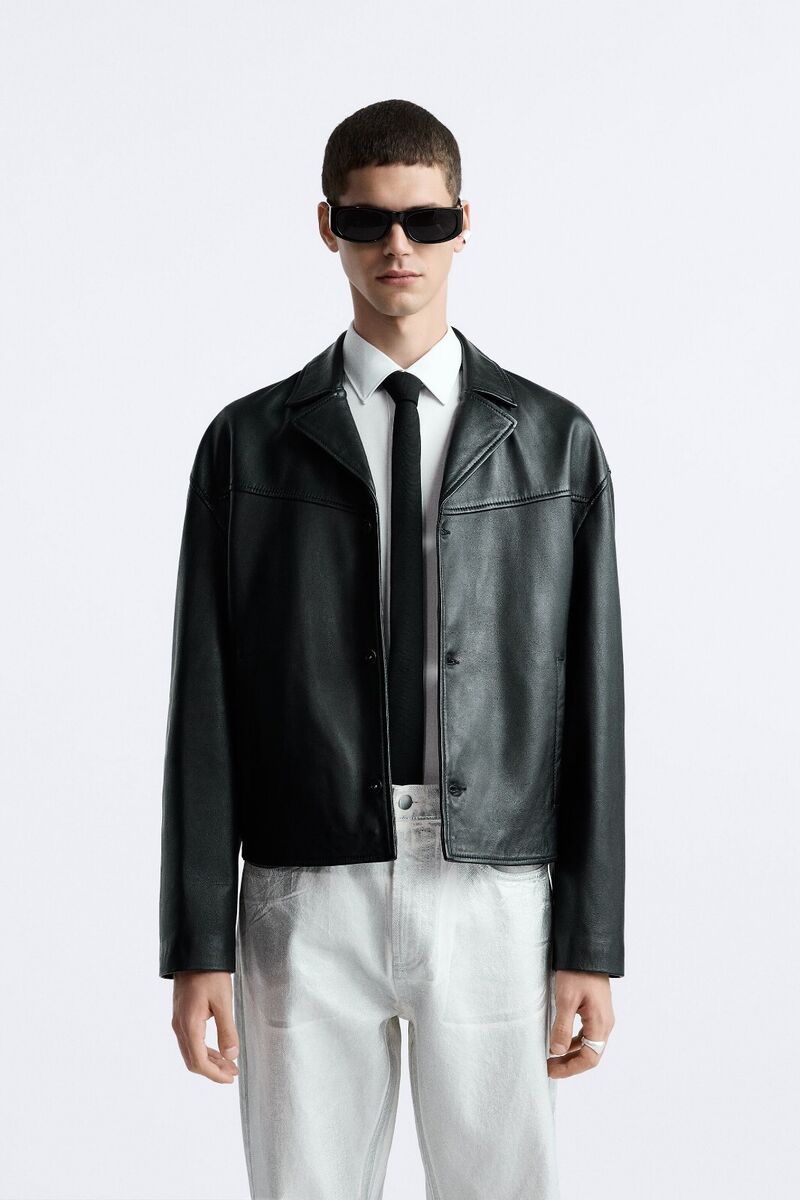 NWOT Genuine Zara Leather Jacket Cropped Blazer Style 9953 NWOT Genuine Zara Leather Jacket Cropped Blazer Style 9953