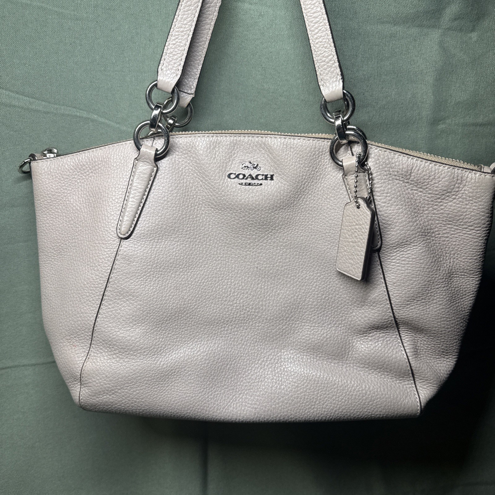 COACH Small Kelsey Satchel Bag Ivory Chalk Leather Double Handle