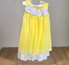 Vtg Kid Fashion Girl's Size 4 Dress Yellow White Sheer Lined Layered
