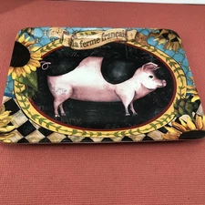 Certified international serving platter pig Ala Ferme Francais 17x12