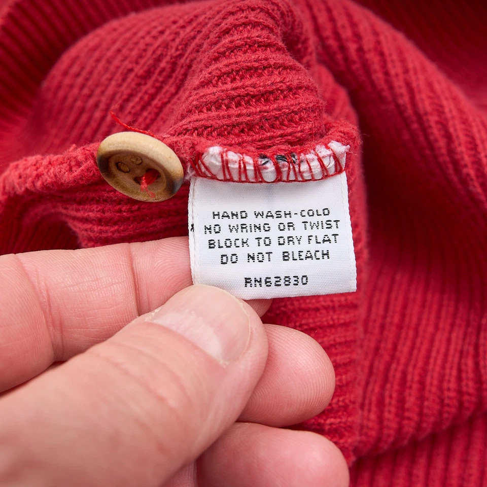 Lands End Sweater Womens M Red Cotton Henley Made in USA Vintage - Image 4 of 4