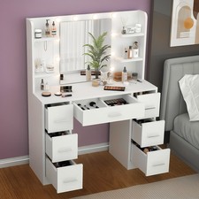 Extra Large Dressing Table with Mirror and Lights,3 LED Lighting Vanity Desk Wtd