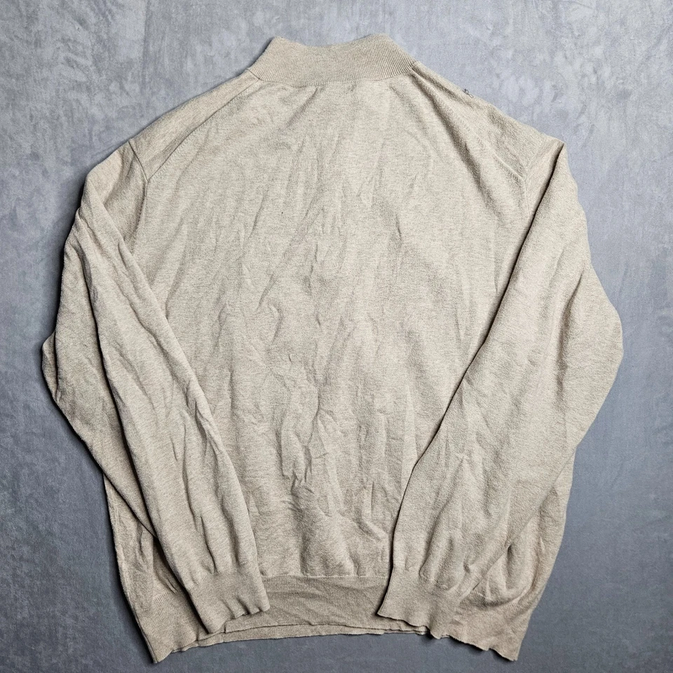 Мягкий свитер Peter Millar Crown мужской XXL желтовато-коричневый 1/4 на молнии хлопок нейлон шелк кашемир - Изображение 2 из 4