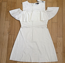 Gianni Bini Dress  Women  Ivory Shoulders Off  Zip Ruffle Knee B9