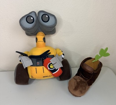 2 Pc Disney plush WALL-E ROBOT 12  and BROWN BOOT with GREEN PLANT 7''
