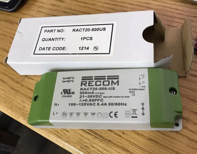 Recom 20W 39V 0.5A Constant Current LED Power Supply RACT20-500US