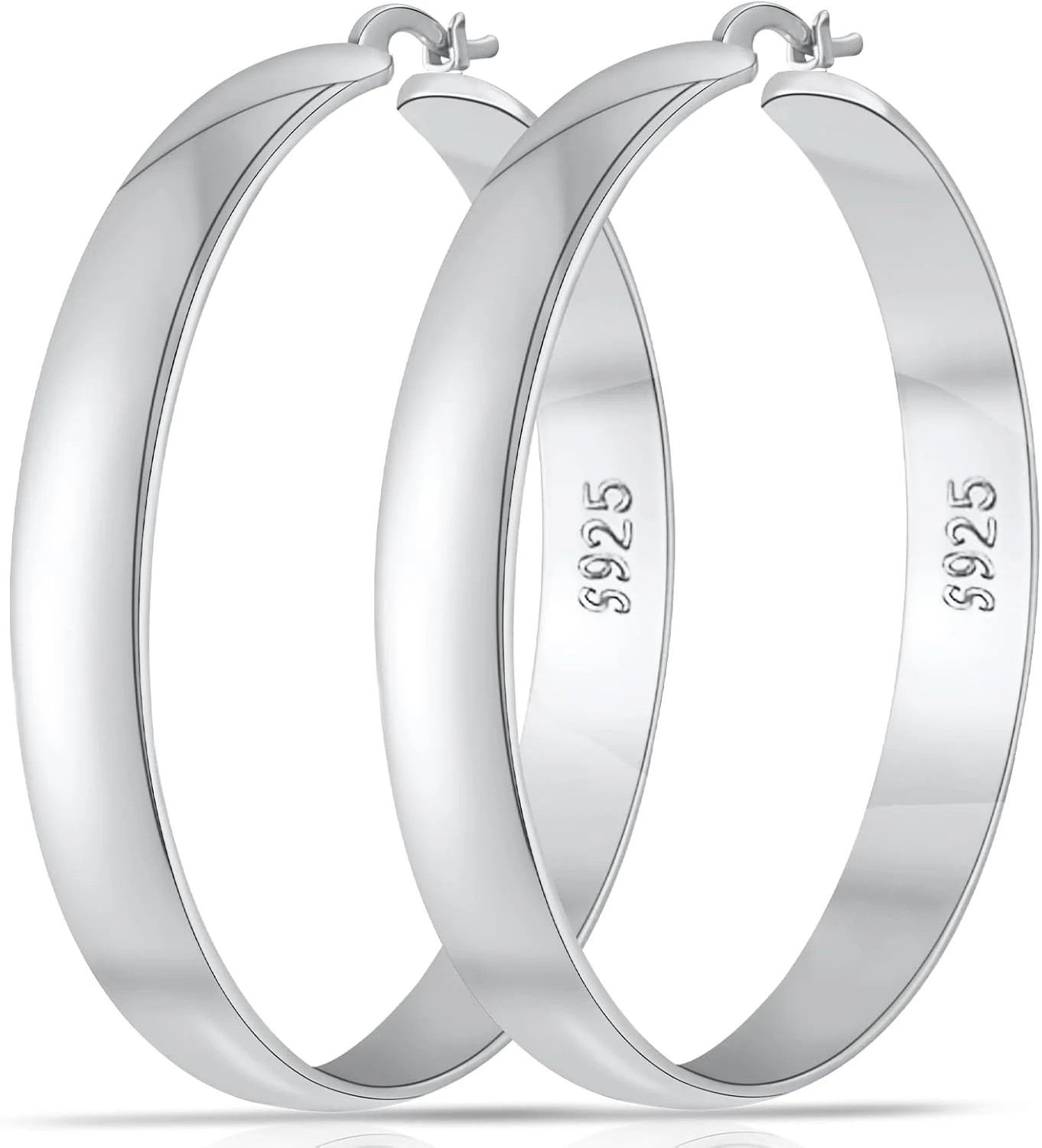 8mm Thick 925 Sterling Silver Hoops Earrings for Women 14K Real Gold Large Hoop