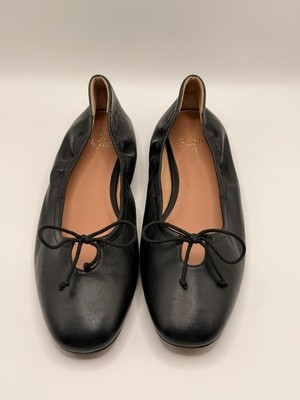 Linea Paolo Women Mila Black Leather Ballerina Flat Sz 9