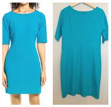 Talbots Caribbean Blue Sheath S/S Career Ponte Knit Dress Sz 10 $119, NWT