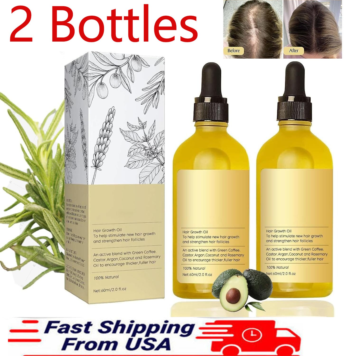 Organic Natural Hair Growth Oil Anti Hair Loss Us