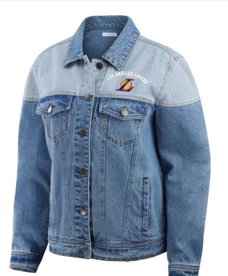Women's WEAR by Erin Andrews Blue Los Angeles Lakers Full-Button Denim Jacket -L