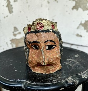 ENS DE 4 ANCIENNES TETES DE MARIONNETTES PAPIER MACHE PUPPETS* Punch