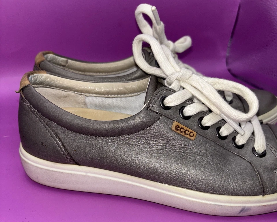 ZAPATILLAS DEPORTIVAS ECCO SOFT 7 GRIS CUERO ZAPATOS CÓMODOS PARA CAMINAR EE. UU. MUJER TALLA 6 (0472) Foto 2 de 4