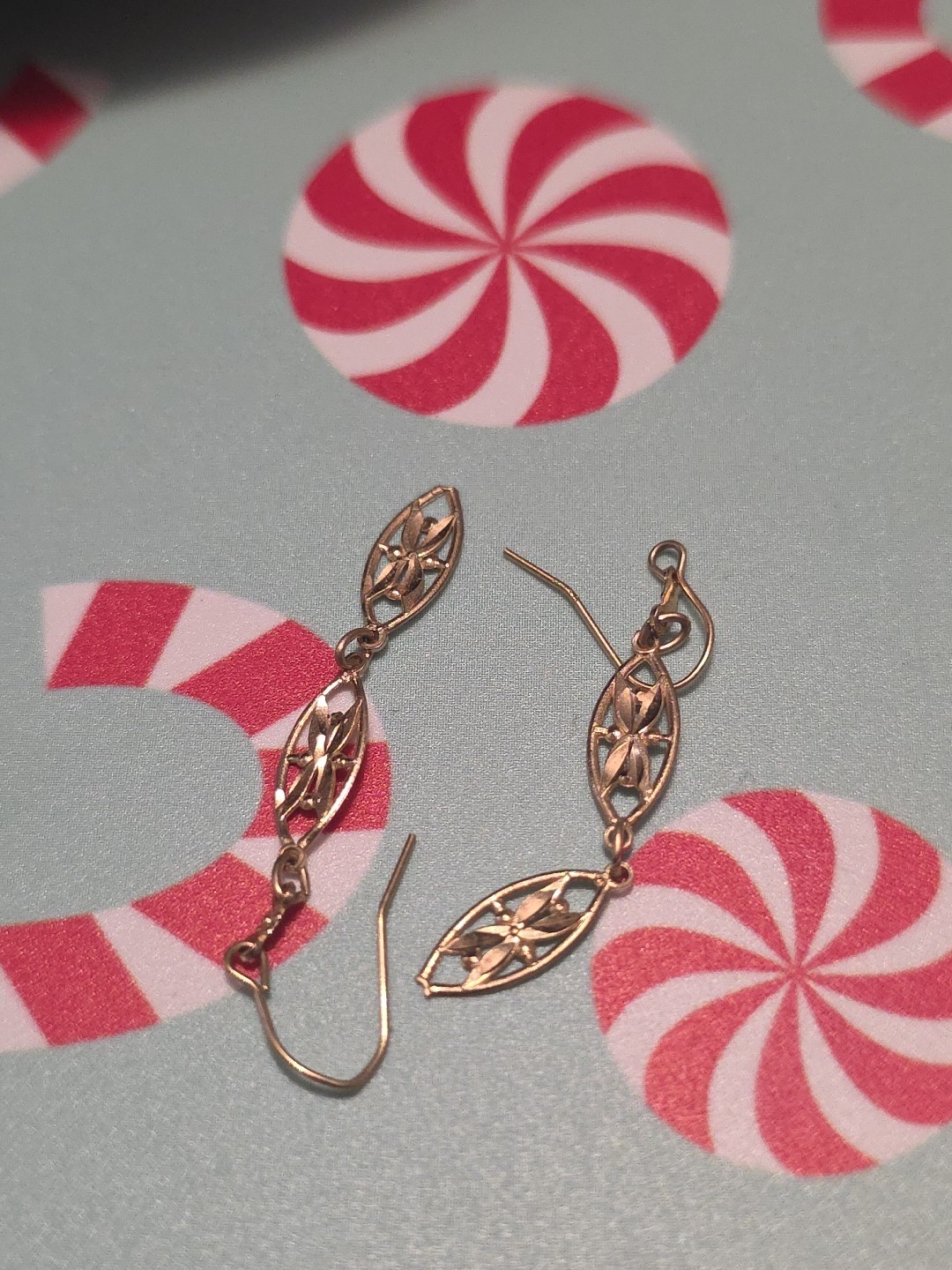 14k solid gold dangle earrings preowned vintage - image 8