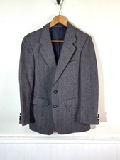 Vintage Egon Von Furstenberg Mens Wool Tweed Blazer 38R Gray Pinstripe Sport
