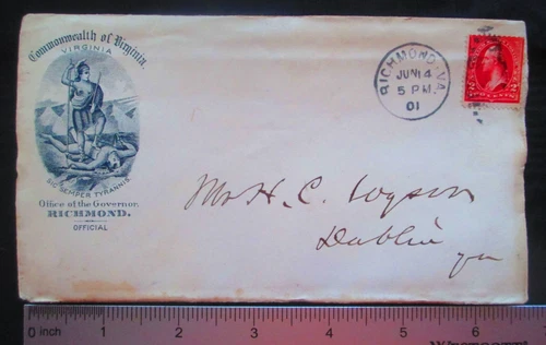 Handwritten Letter, James Hoge Tyler, Govenor of Virginia, Confederate Veteran