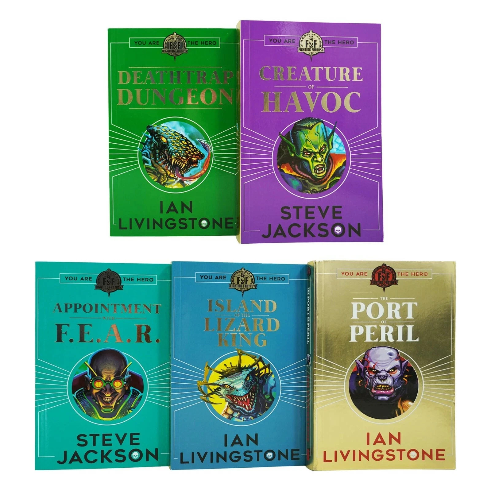 Scholastic Fighting Fantasy 5 Book Collection Set By Ian Livingstone - Port Of Peril, Deathtrap Dungeon, Creature Of Havoc & More - Paperback Gamebooks Ages 9-12 - Image 3