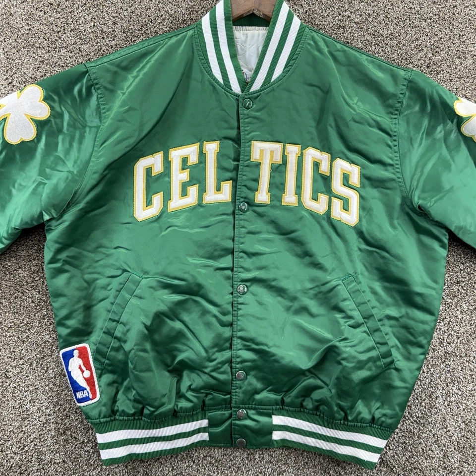 Винтажная мужская куртка Boston Celtics большой размер стартер NBA атласная зеленая 80-е 90-е - Изображение 2 из 4