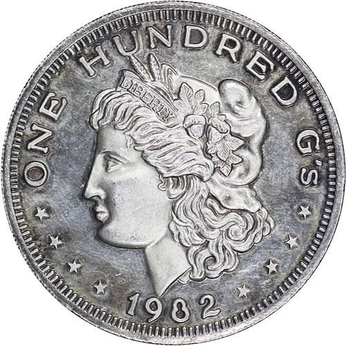 1982 Crabtree Mint Morgan Design 100 gram .999 Fine Silver Art Round