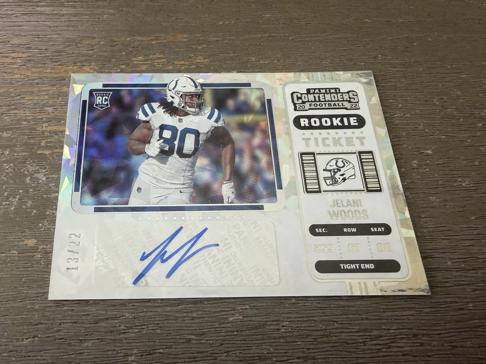 Jelani Woods Panini Contenders #182 Variation Autograph Cracked Ice