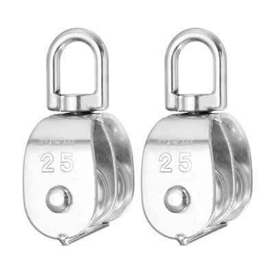 M25 Double Pulley Block, (Loading 140KG)(2Set), Stainless Steel Swivel Rigging