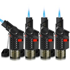 WANBRO 4 Pack of Torch Lighter, 30&deg; & 45&deg; Rotatable Windproof Jet Black