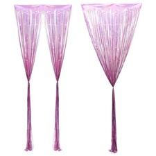 2 Pcs Glitter Tinsel Fringe Curtain Backdrop for Birthday Party Decorations