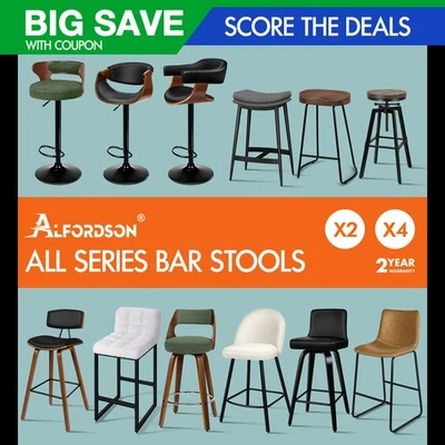ALFORDSON Bar Stools Kitchen Swivel Gas Lift Wooden Dining Chairs x1/x2/x4 - image 1 of 4