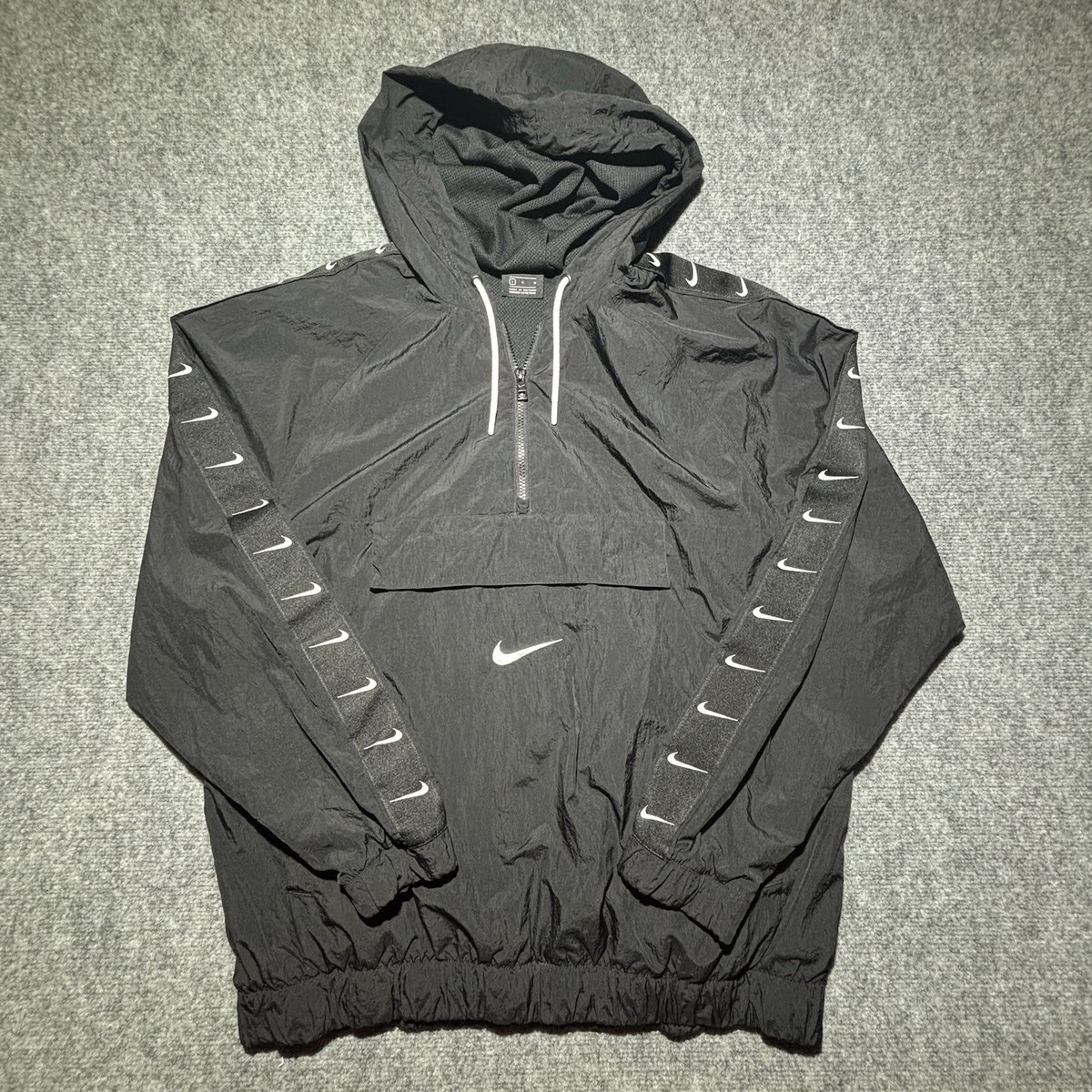 Nike NSW Big Swoosh Center Swoosh Half-Zip Hooded Jacket Black