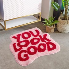 You Look Good Bath Mat Non Slip Microfiber Washable Shower Rug 30x24 Inch Pink