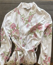 NWT The Company Store Pima Cotton Kimono Robe in Jacobean Floral - Size S