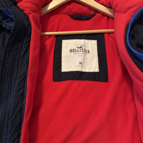 Hollister Puffer Mantel Herren Gr. M dunkelblau Jacke Kapuze Logo Outdoor Winter - Bild 5 von 10