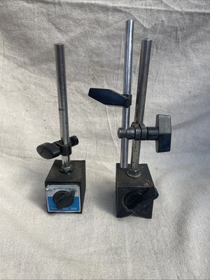 2 Magnetic Base Dial Indicator Holder Lot Has On/Off Switch