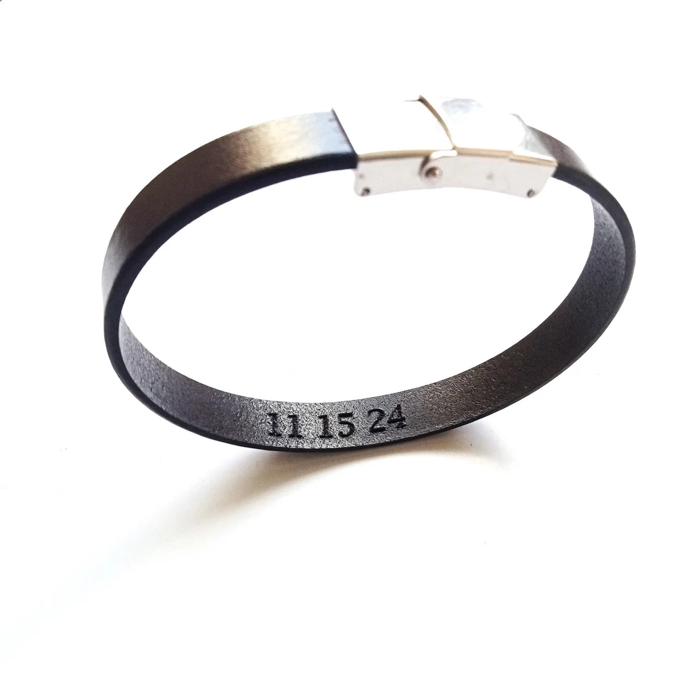 Pulseira de couro personalizada para homens, gravada personalizada, joias masculinas, para ele - Imagem 3 de 4