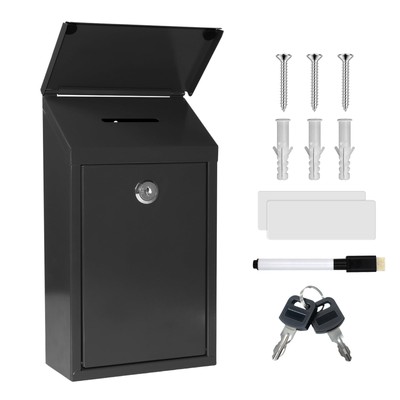 Metal Suggestion Box Donation Box with Slot Drop Box with Lock and Key Collec...