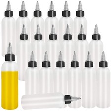 20-Pack 4oz/120ml Plastic Boston Squeeze Bottles with Twist Top Cap, White LD...